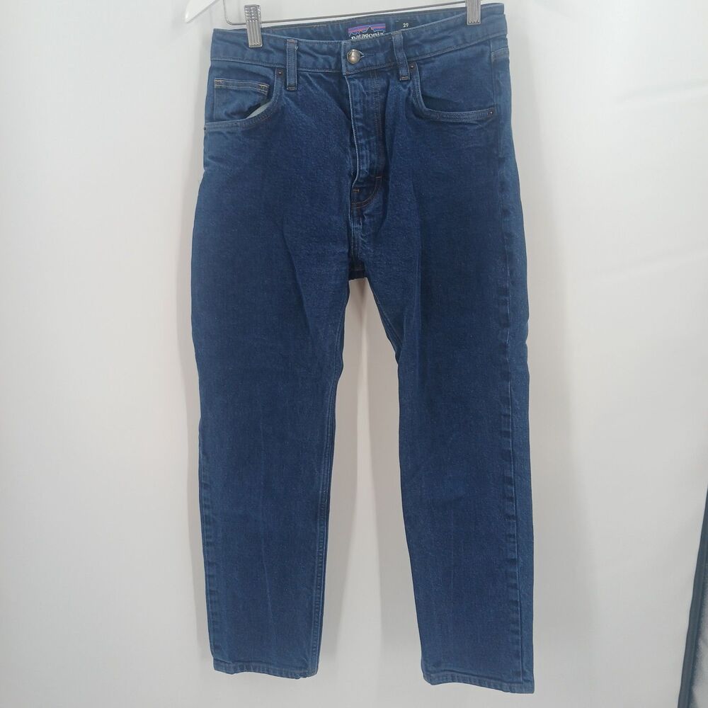 womens patagonia size 29 blue jeans straight leg ankle stretchy casual pants
